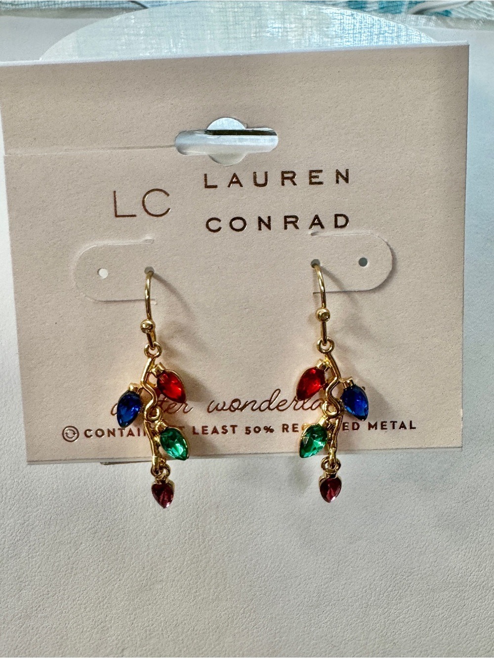 LC Lauren Conrad Gold Plated Multi-Teardrop Crystal Dangle Earrings